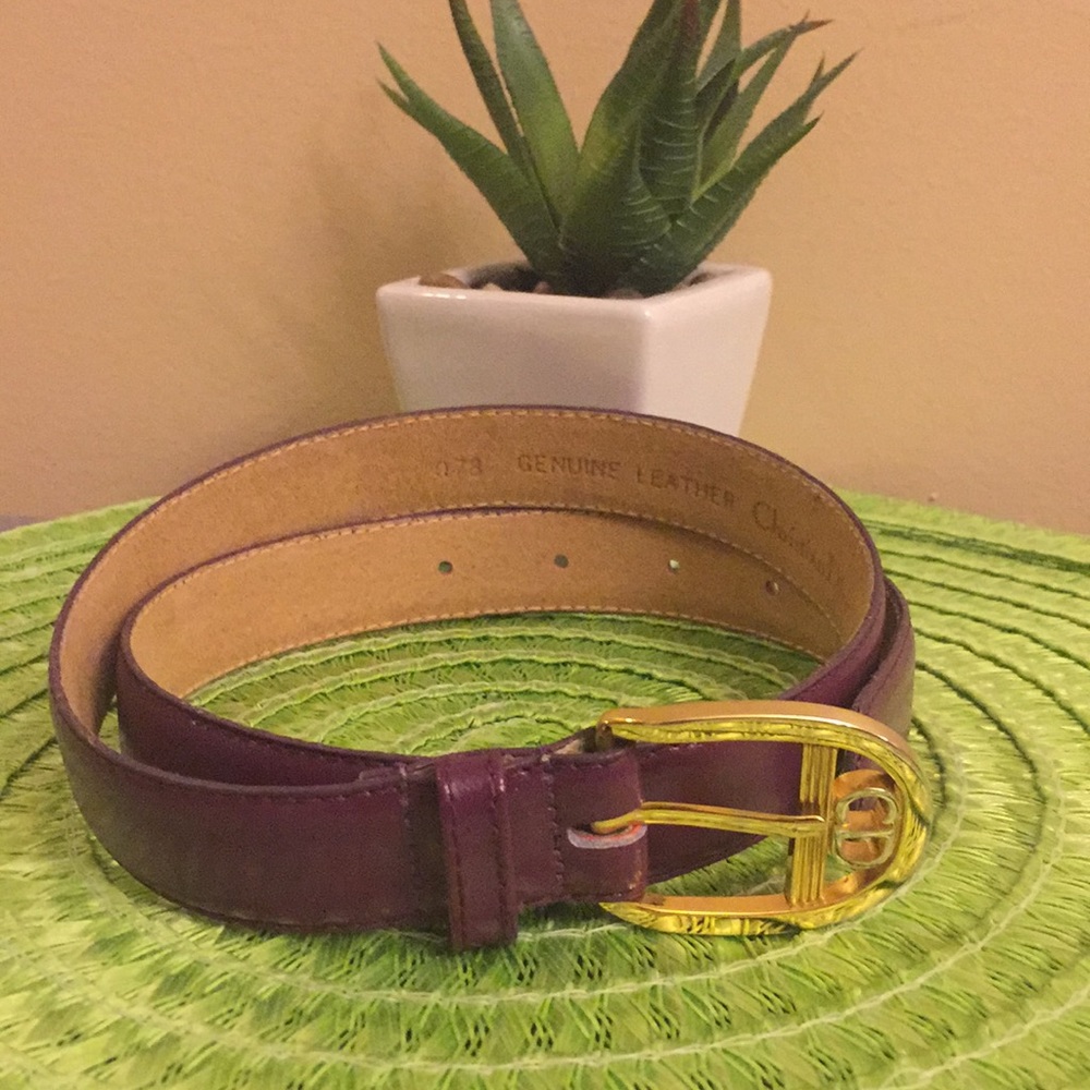 Authentic Vintage Christian Dior CD Maroon Belt